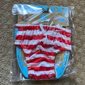 Charlie banana reusable swim diaper red stripes medium
